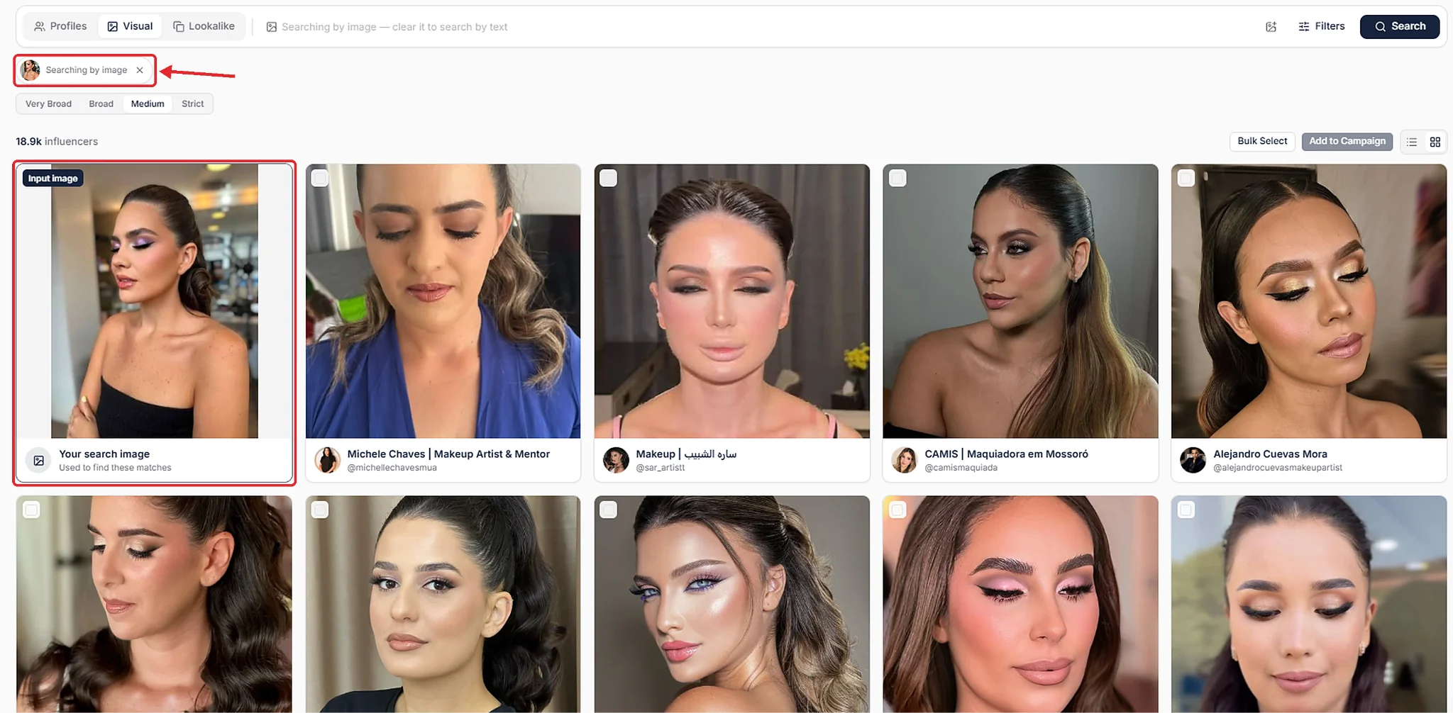 Influencer Hero Visual Search for Lookalikes