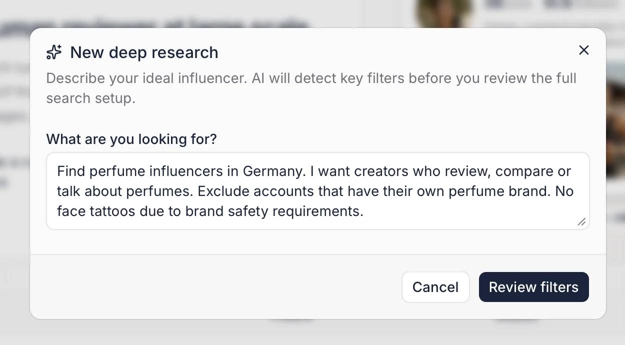 New Deep Research brief example