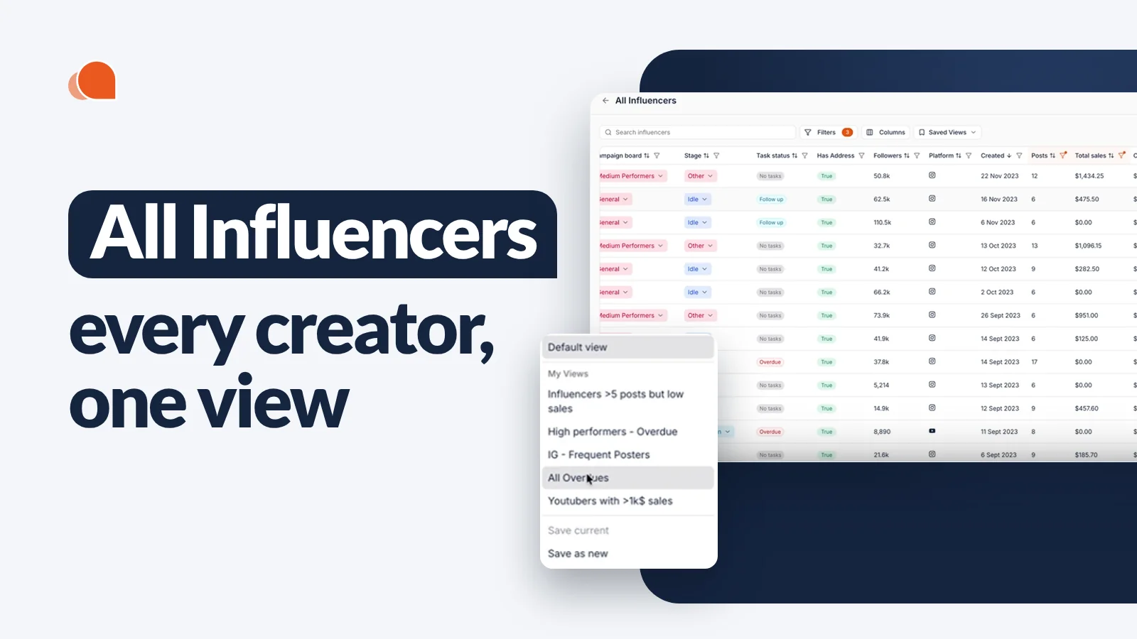 All Influencers Tab: See and Manage Every Creator in Your CRM From One View