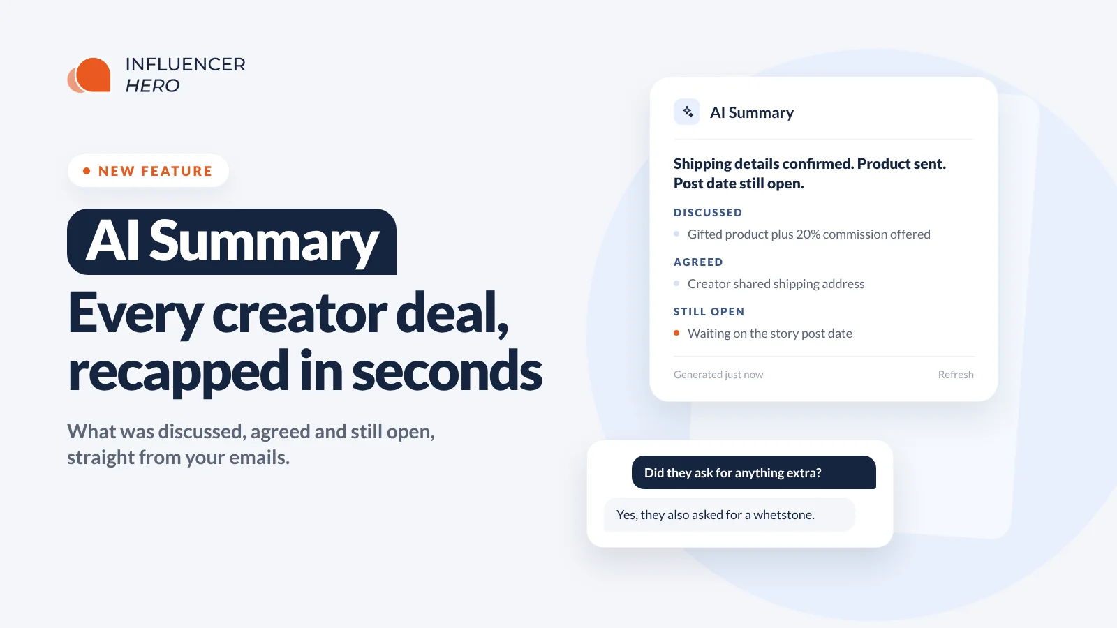 AI Summary in Influencer Hero: Get the Full Story of Any Creator Deal in Seconds