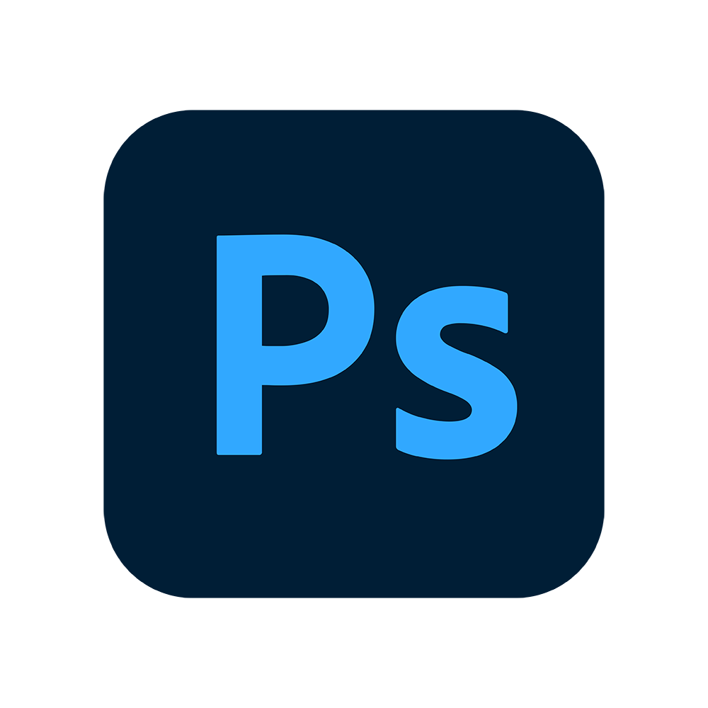 Adobe Photoshop application icon with blue 'Ps' letters on a dark blue rounded square background.