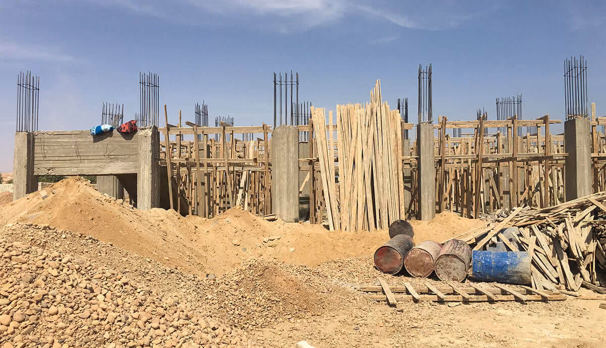 An under construction  field