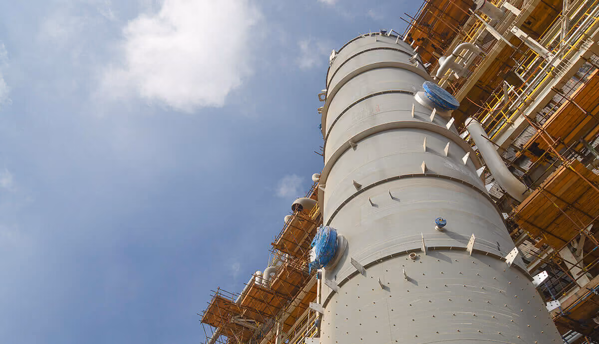 a tube laid on a building that is under construction