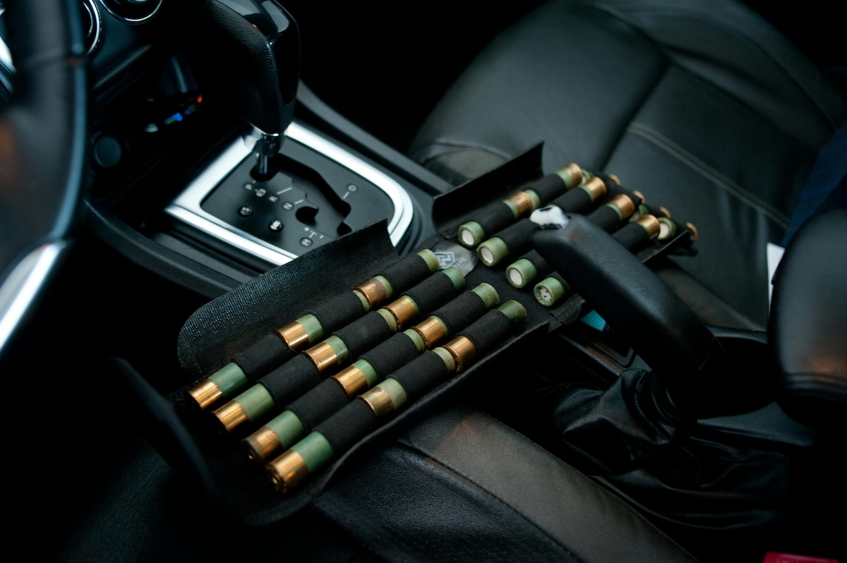 Shotgun shells stored in car in a case.