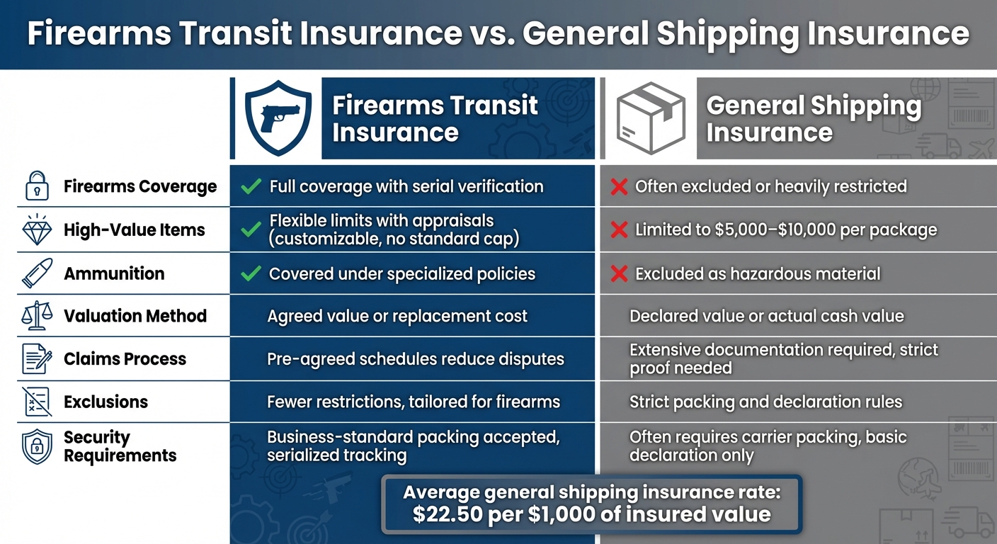 Firearms Transit Insurance vs General Shipping Insurance Comparison