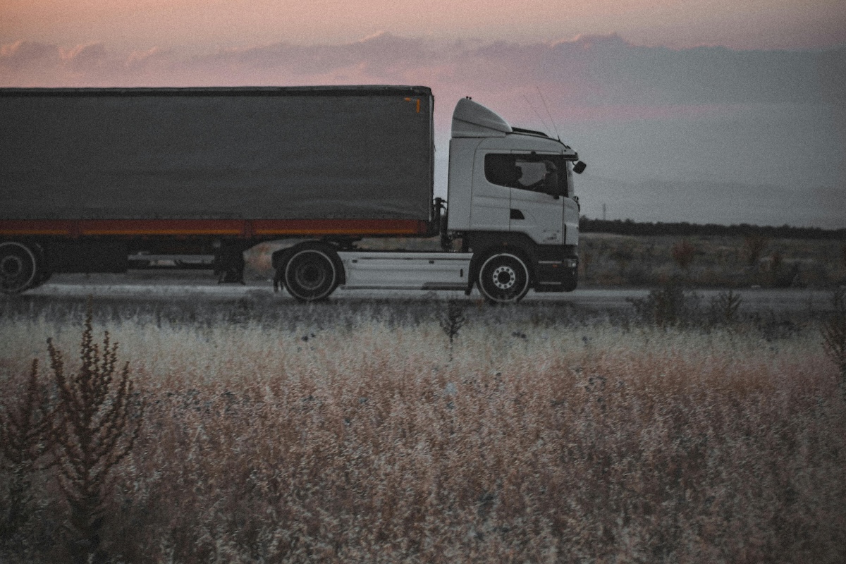 Truck on an interstate on the way to deliver firearms.