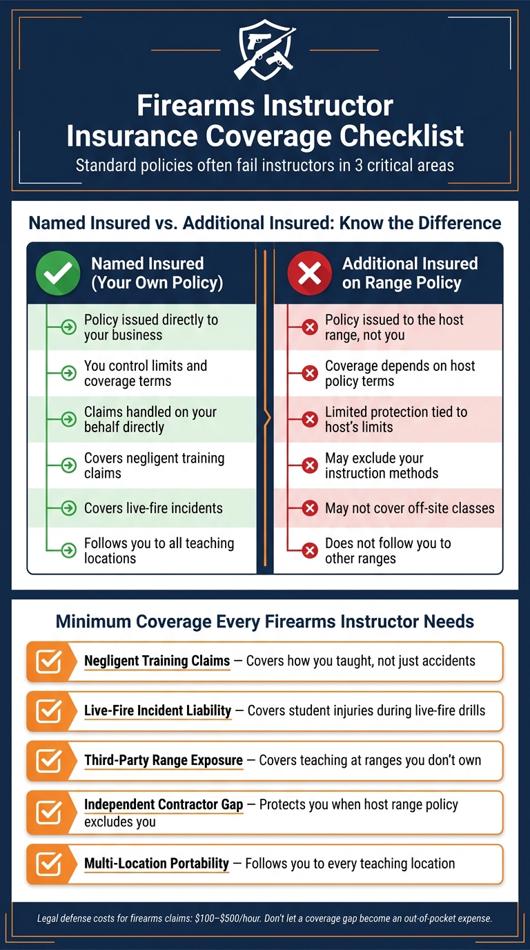 Firearms Instructor Insurance: Named Insured vs. Additional Insured Coverage Gaps