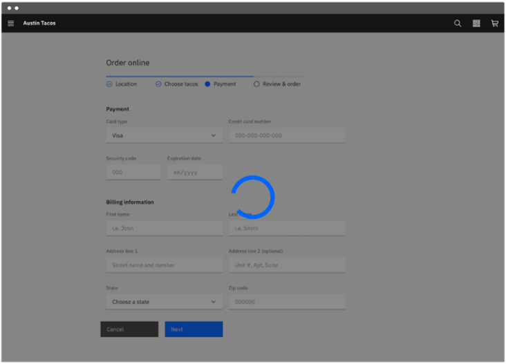 A visual displaying two buttons. when the "Invite user" is pressed, a loading a circle animation is stared within the button.
