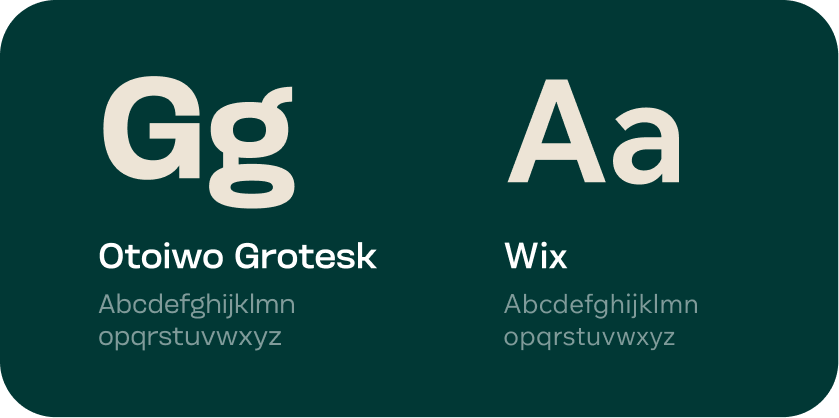 Brand typography: Otoiwo Grotesk and Wix