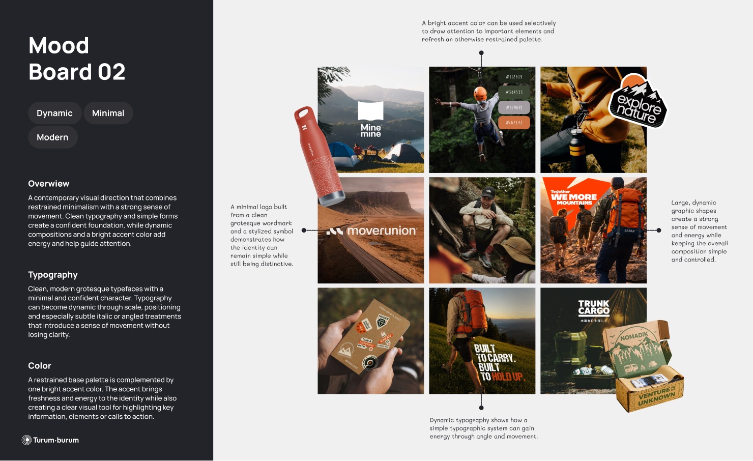 Mood board 02: dynamic, minimal, modern
