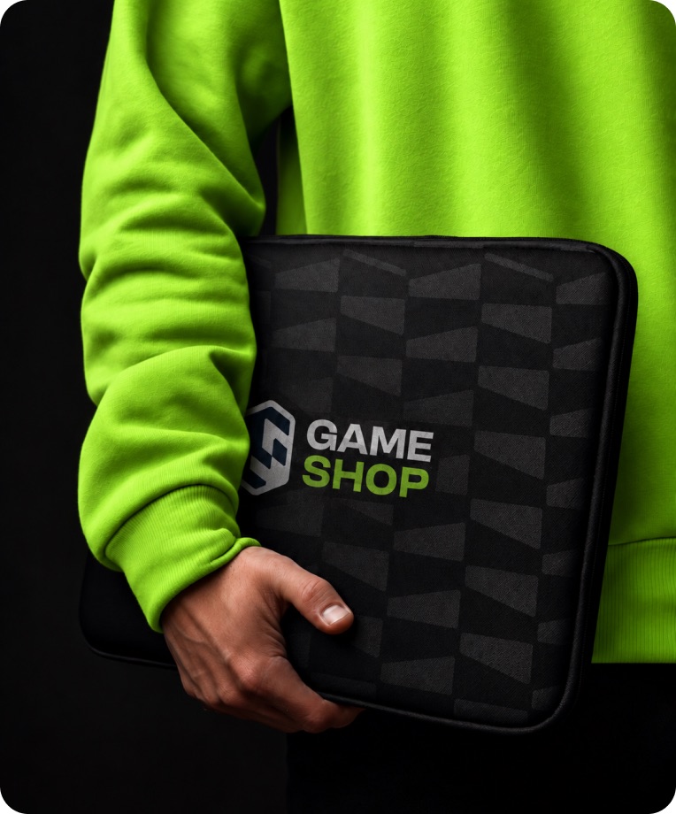 Game Shop branded laptop sleeve