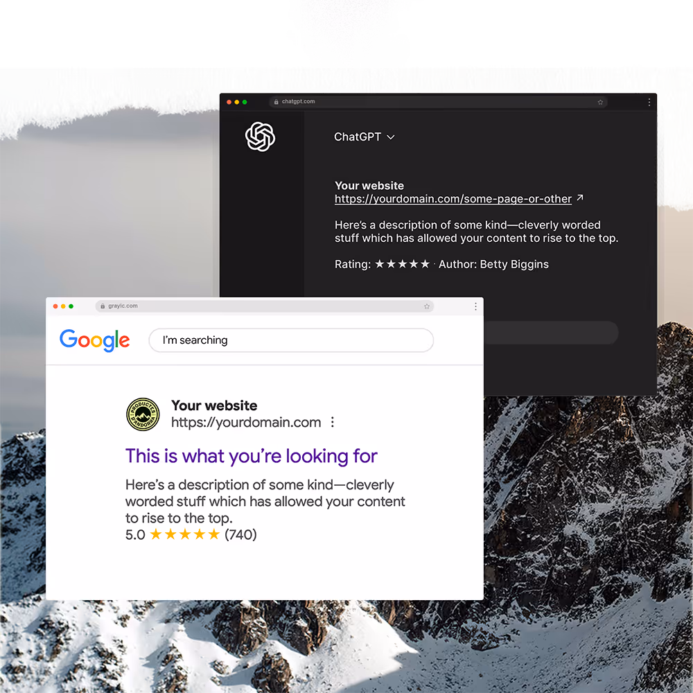 browsers showing search results in google and chatgpt