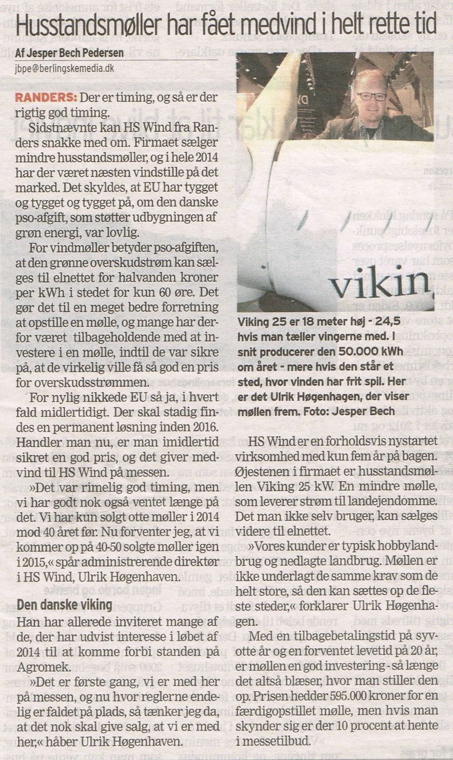 HS Wind sul giornale