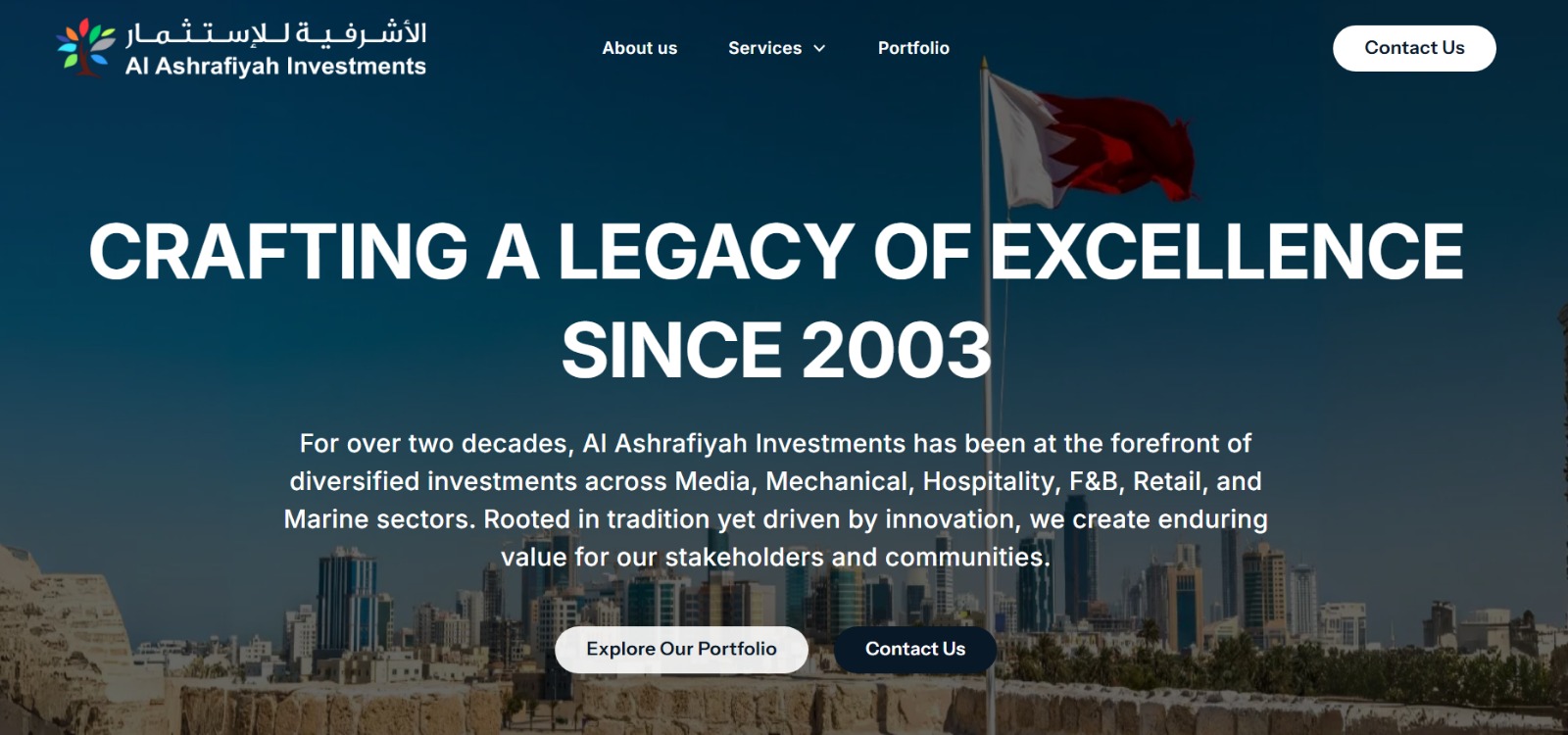 screenshot of website
