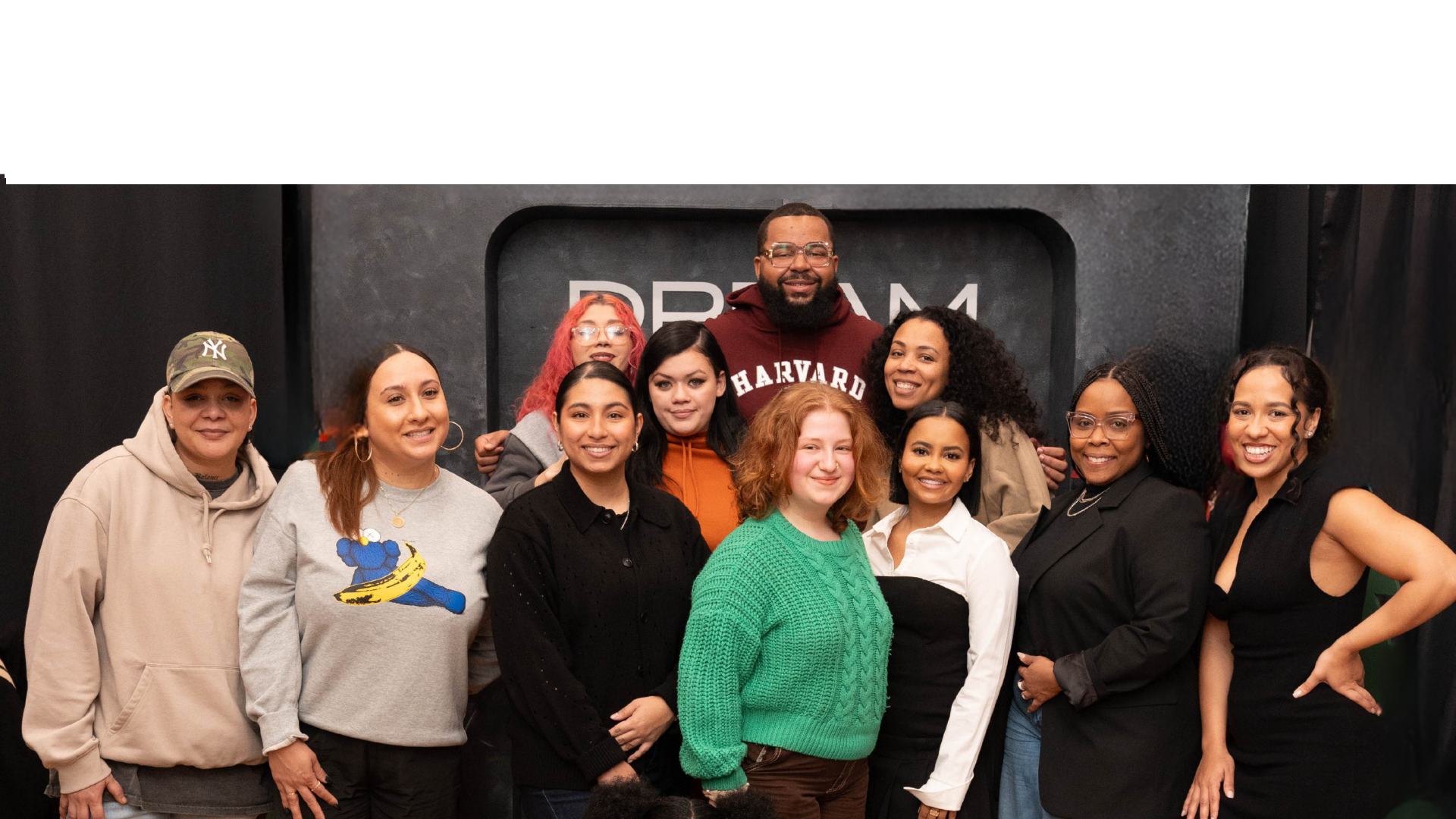 group photo of volunteers dropping off comfort items