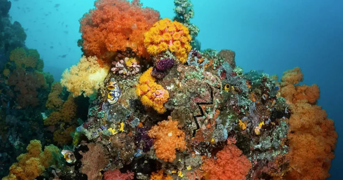 Image of a brightly coloured coral reef