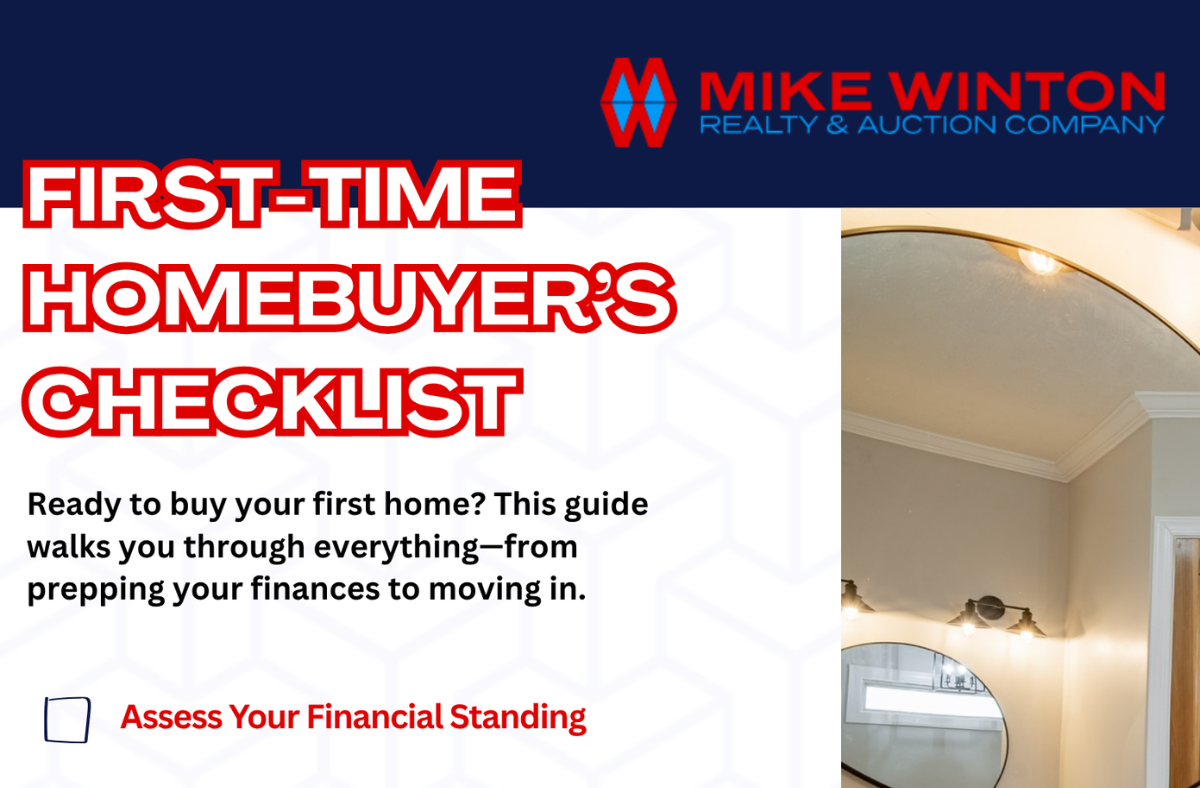 Checklist for first-time homebuyers outlining key steps to buying a home, including budgeting, mortgage pre-approval, home tours, and closing tips.