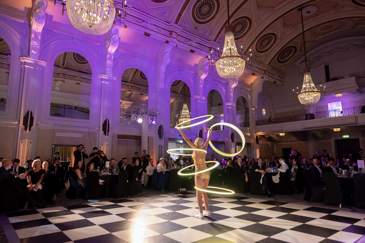 A hoop performer at the EUROUT Ball