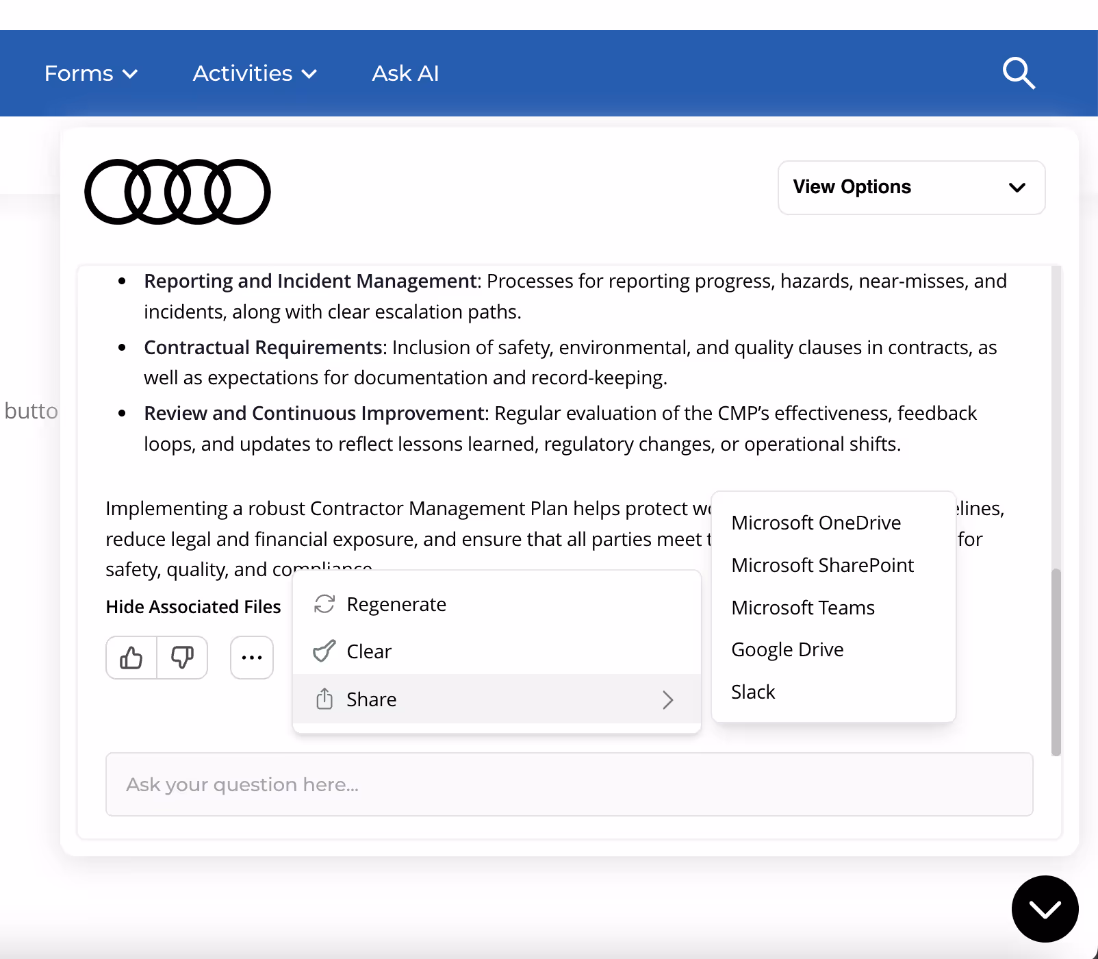 Dashboard for building secure public and private enterprise chatbots