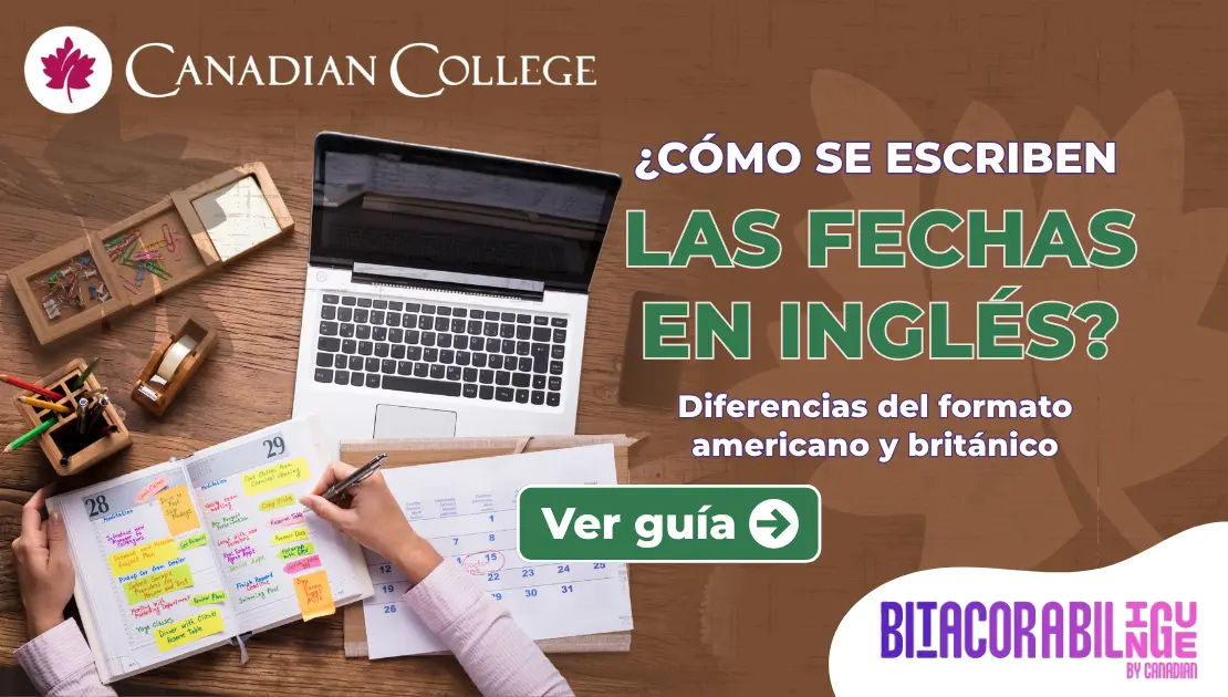guía de cómo se escriben las fechas en inglés