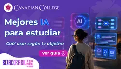 Banner con un estudiante con mochila mirando pantallas flotantes con íconos de IA junto al texto "Mejores IA para estudiar: Cuál usar según tu objetivo."