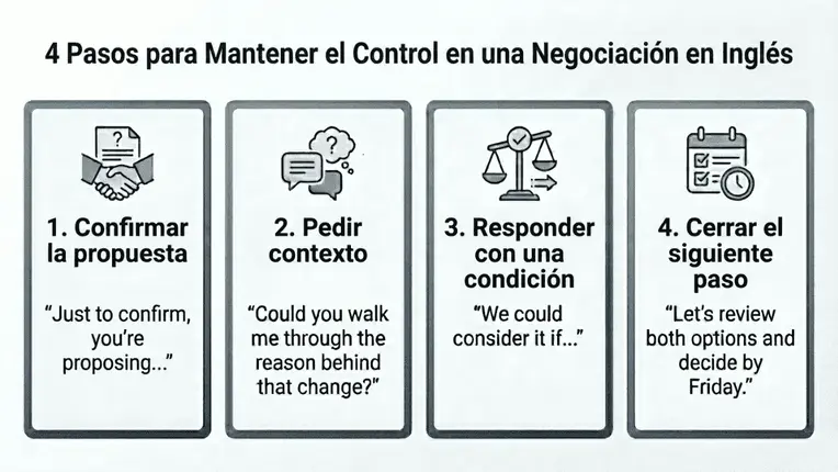 Infografia con Frases en inglés para proponer y responder en una negociación 