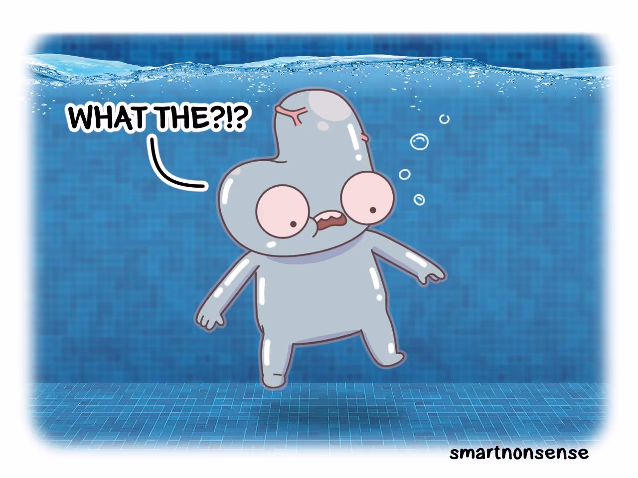 Derd in the pool with thin layer of oil