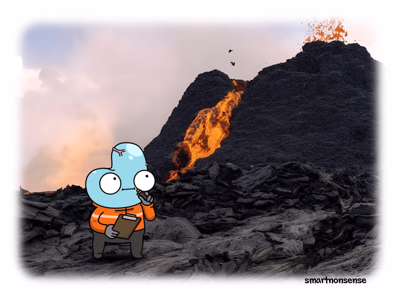 Derd looking at volcano