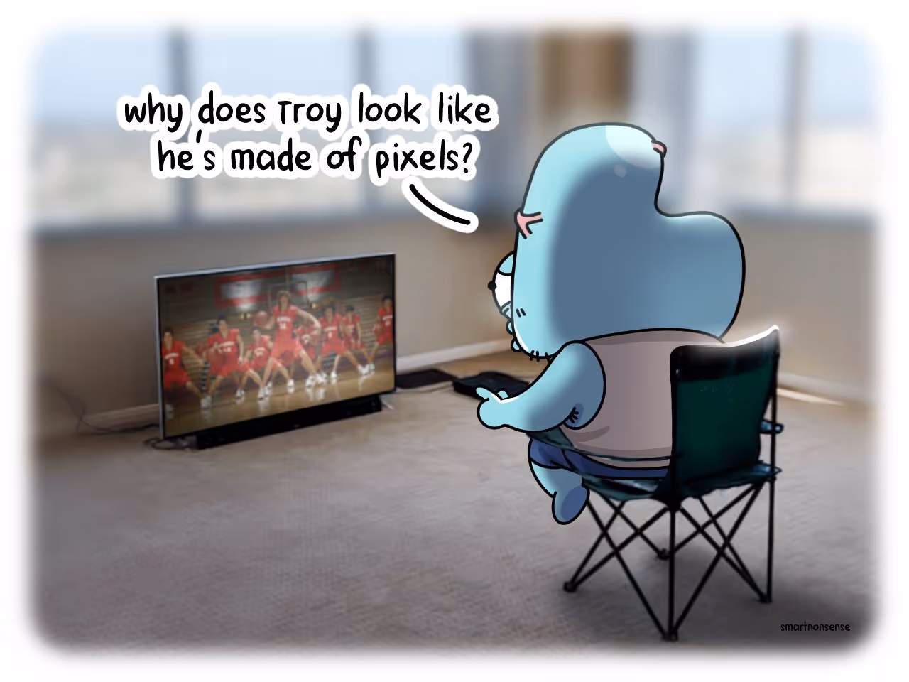 Derd watching HSM1 confused with pixels