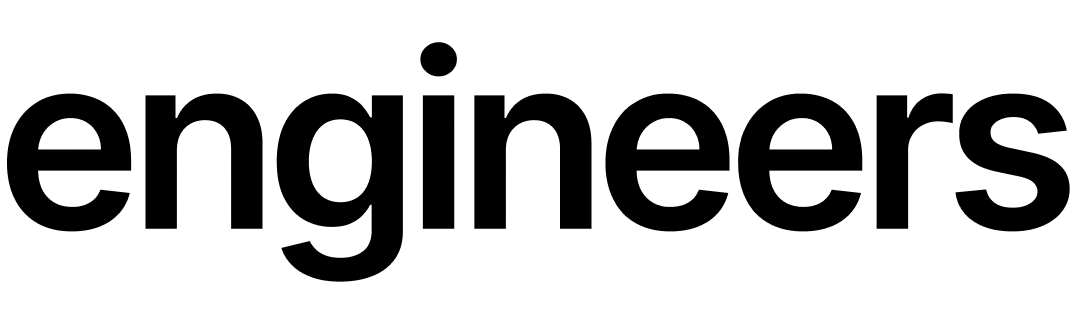 Das Wort ‚engineers‘ in Großbuchstaben mit gestrichelter Linienstruktur.