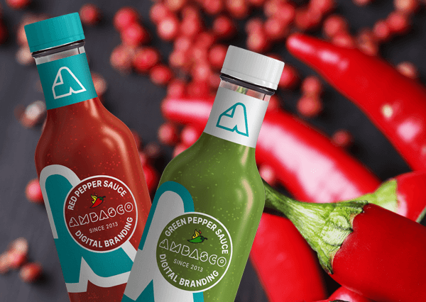designed peppersauce bottle by Ambasco