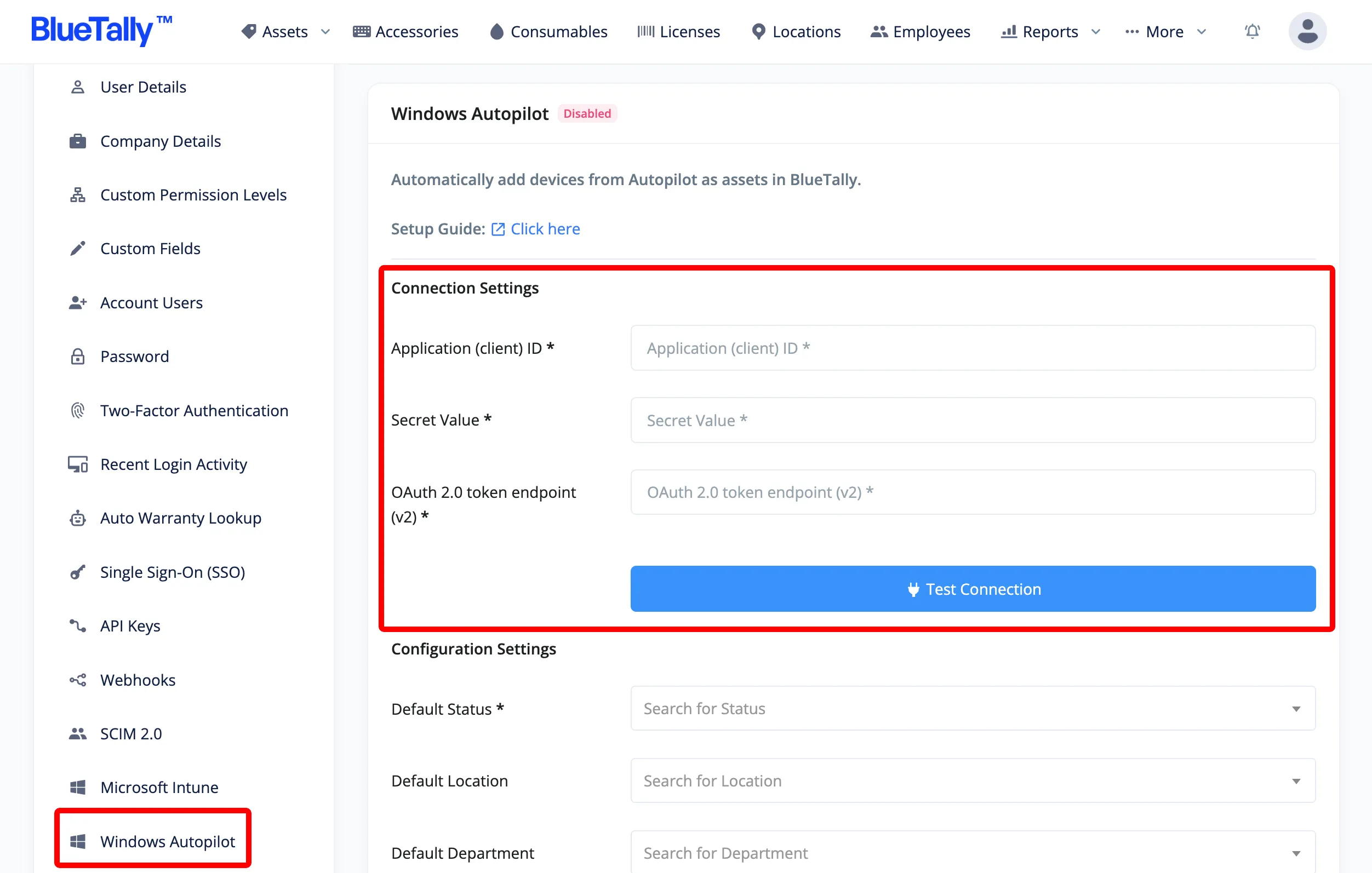Autopilot Asset Management Integration | BlueTally™