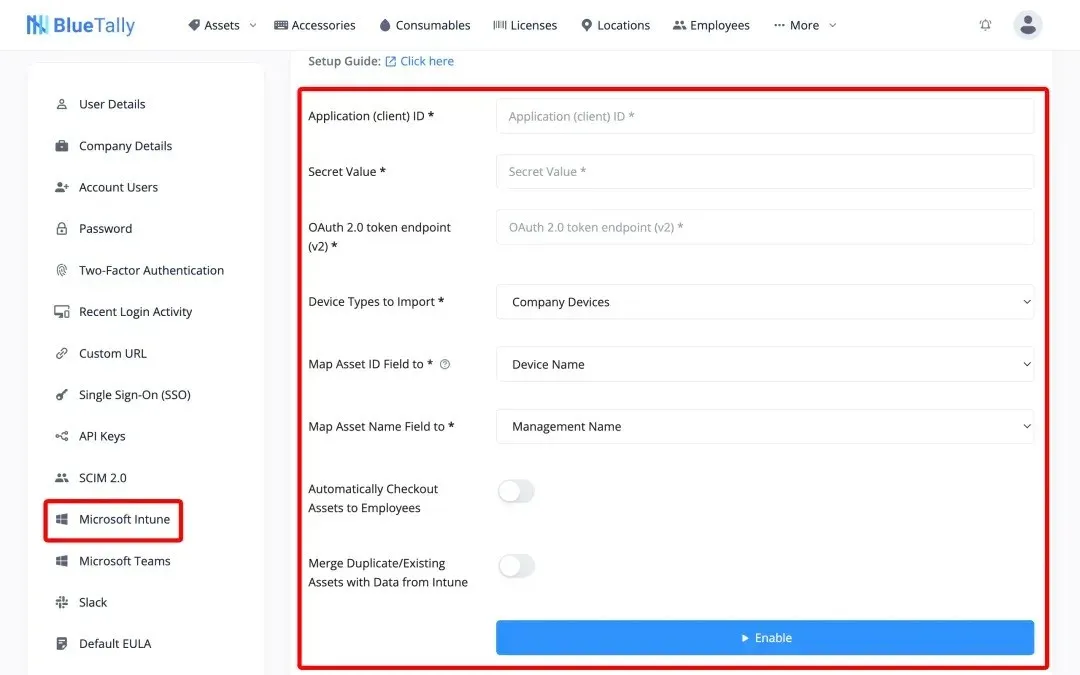 BlueTally's integration with Microsoft Intune.