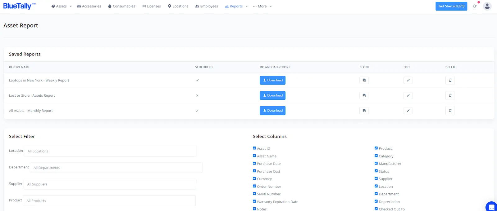 BlueTally's asset reports for enterprise asset management.
