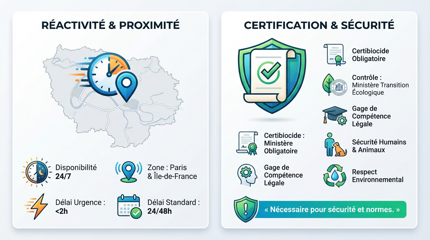 Technicien certifié en dératisation intervenant rapidement en Île-de-France avec équipement de sécurité