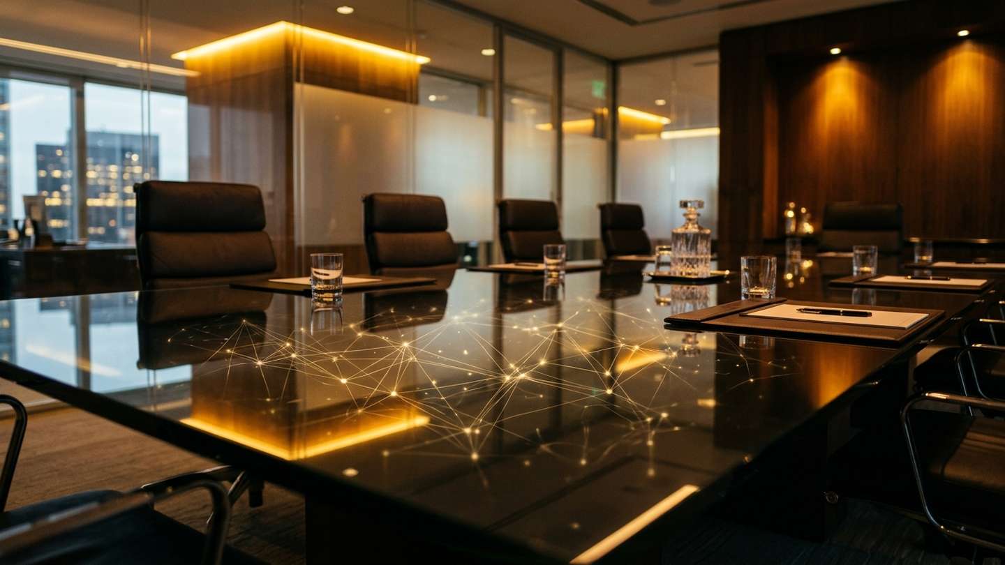 Abstract visualization of a composed surface concealing turbulent internal forces — representing AI's functional emotional states and their hidden behavioral effects on executive judgment