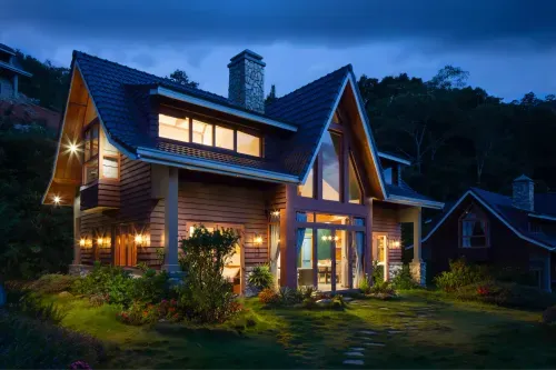 Exterior of a home at night