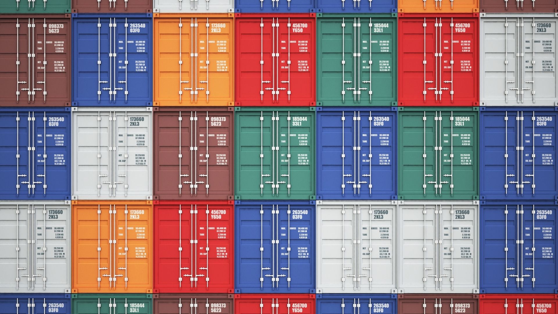 multiple containers of different colors stacked together