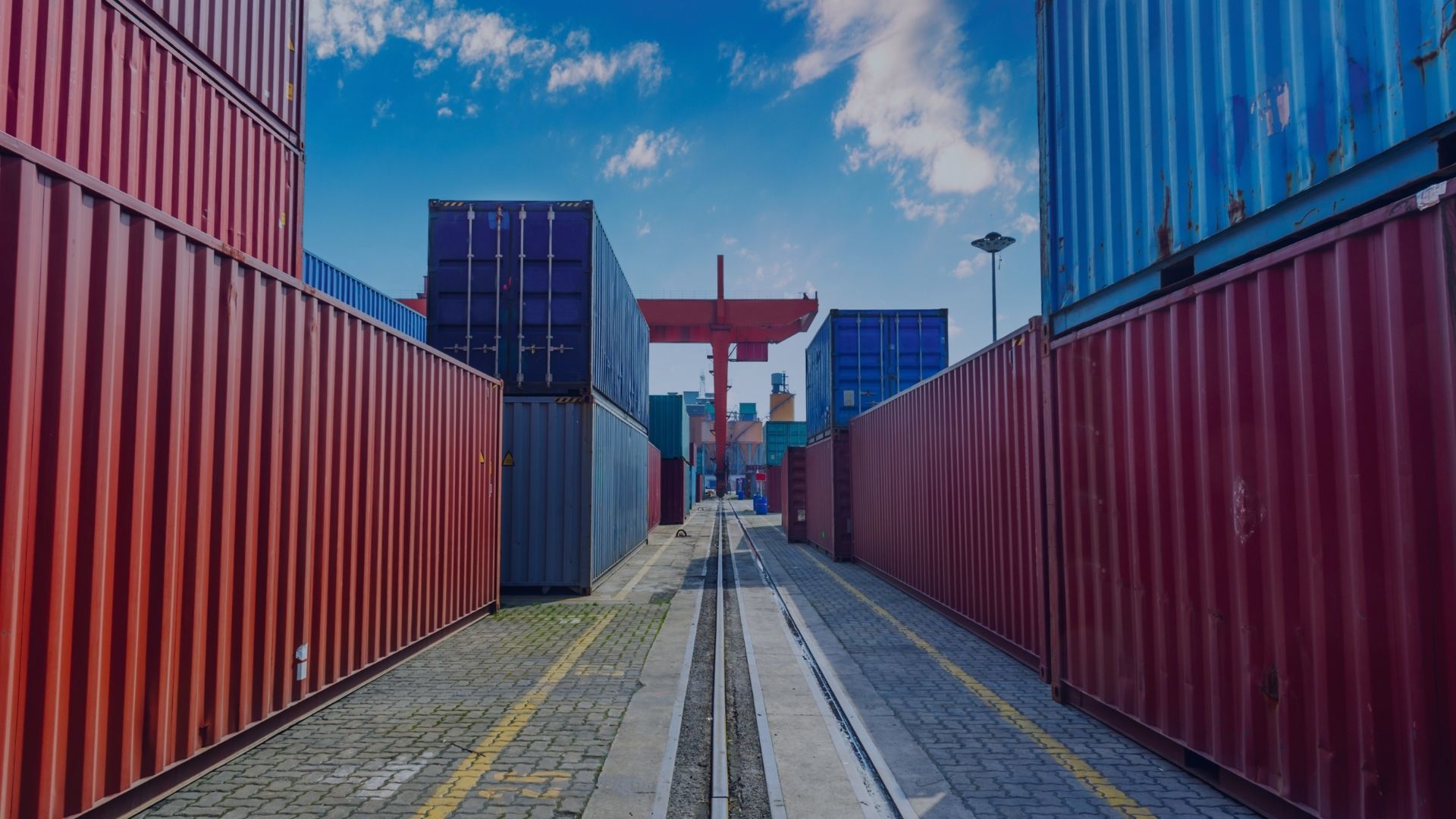 containers stacked at a container yard in a terminal