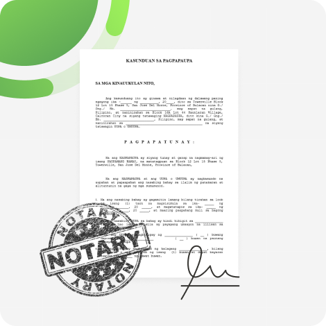 A notarized document with a stamp and signature indicating official validation.
