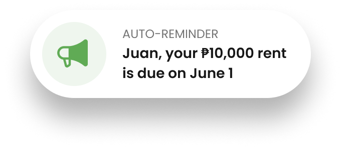 Bubble notification containing a payment reminder