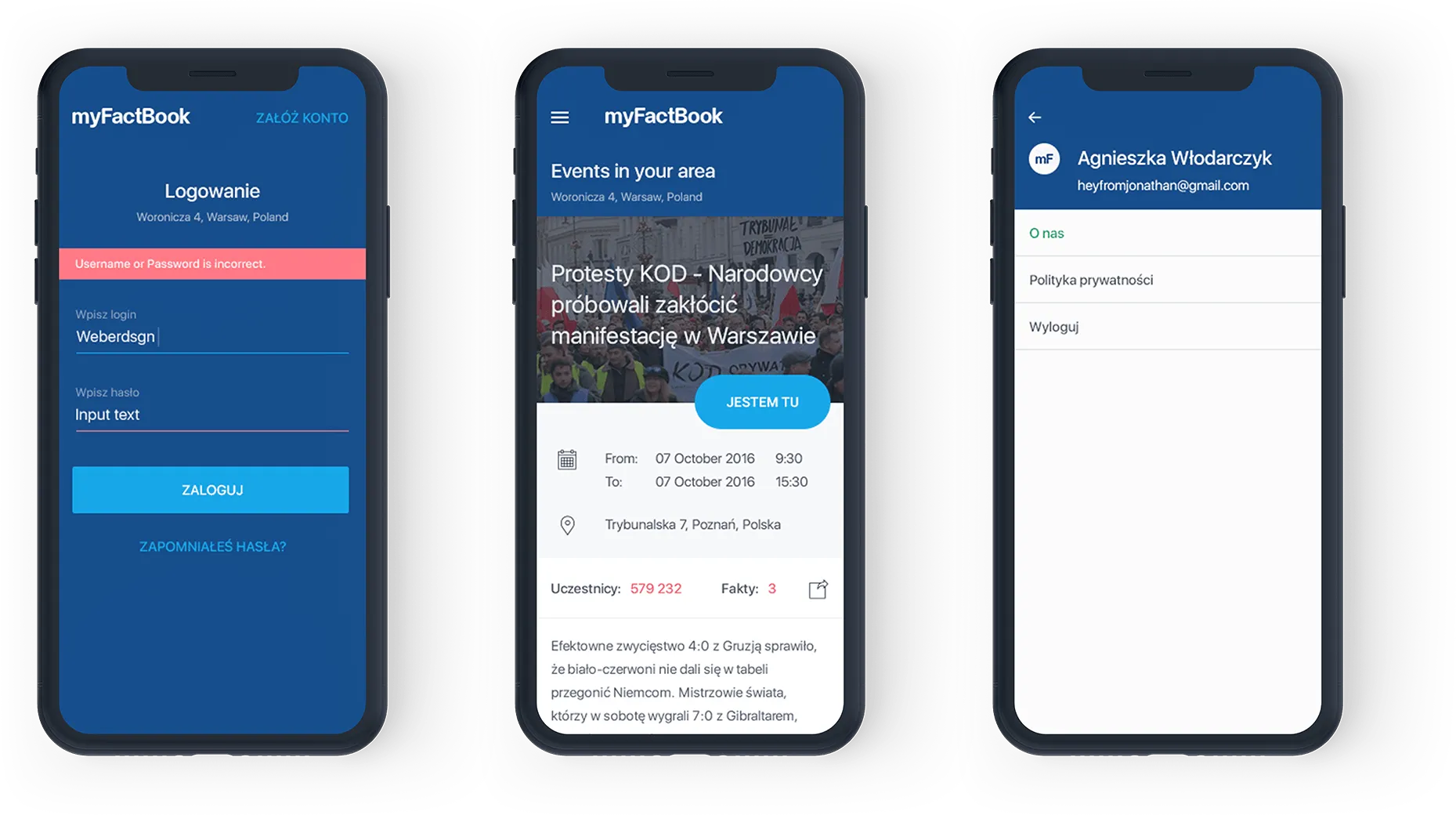 myFactBook mobile app with a brand identity designed by Hilvec