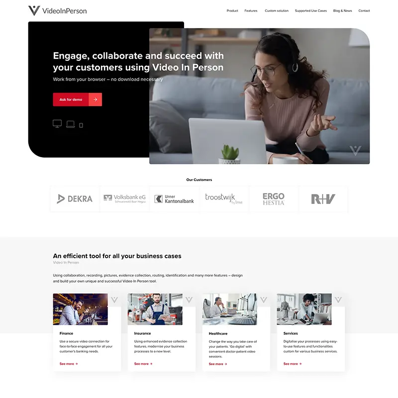 Video In Person - product website