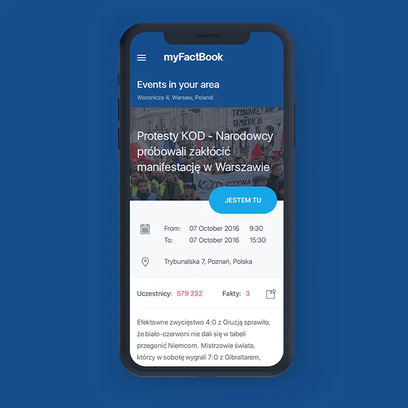 myFactBook - mobile app UX/UI design