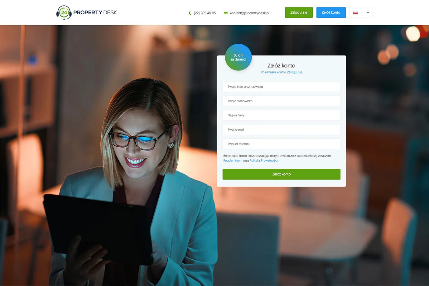 Property Desk login screen