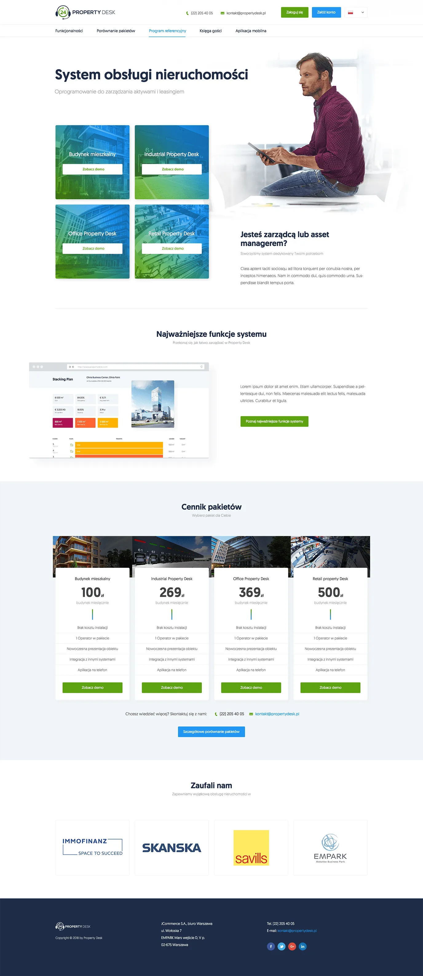 Home page design for Property Desk, a property management system