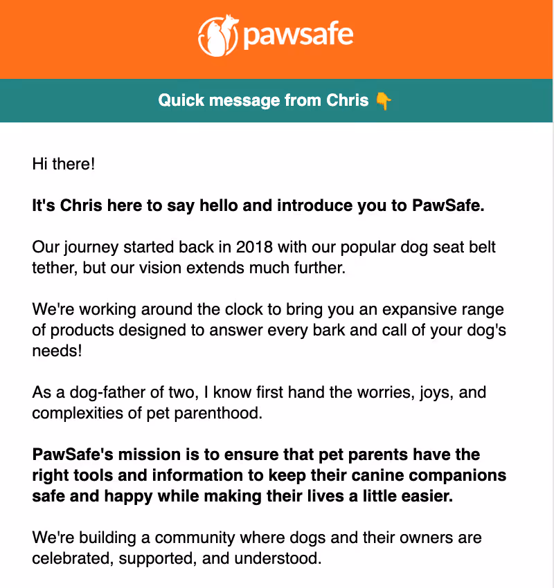 Customer journey map: founder’s letter welcome email