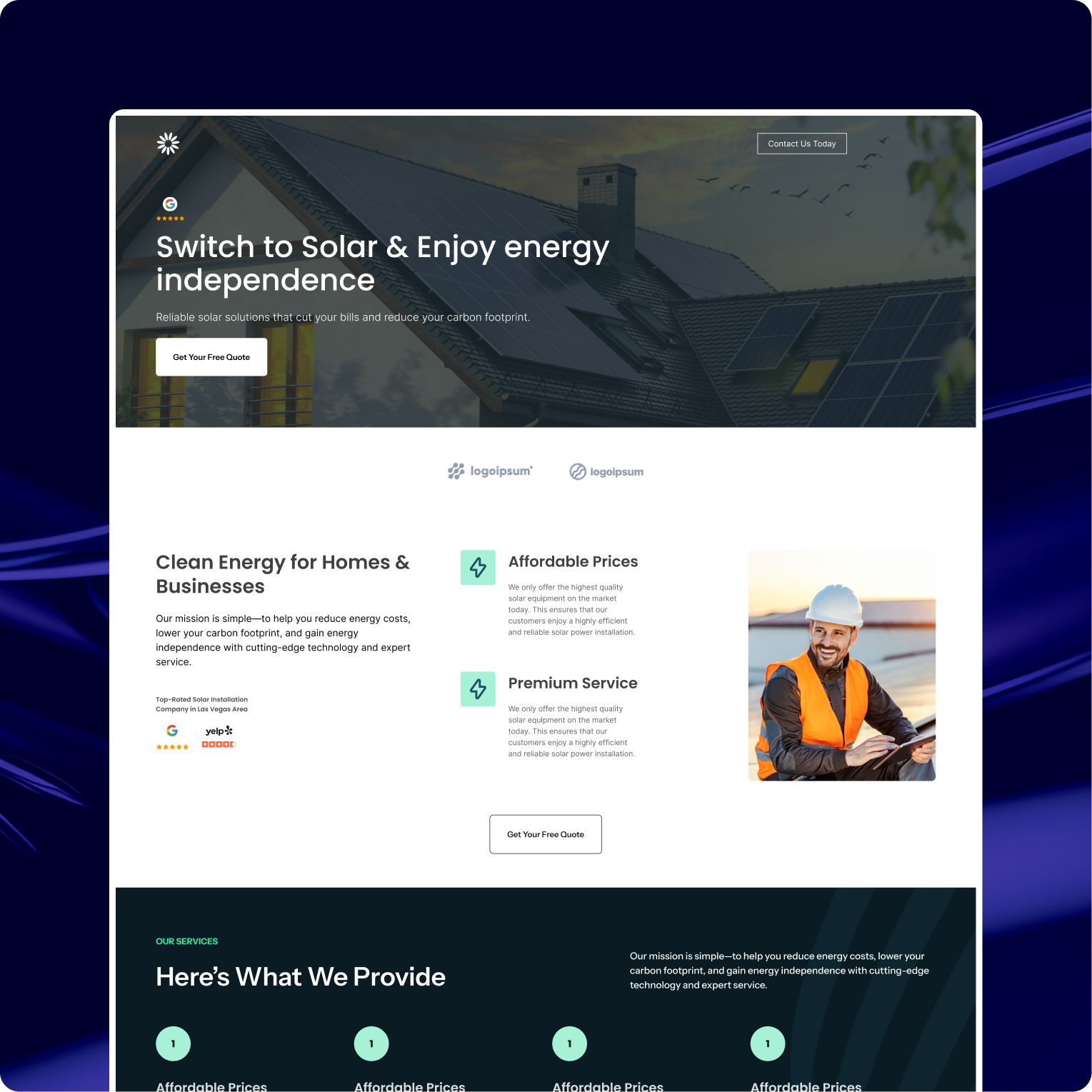 Clean homepage layout example from Rarified Studio