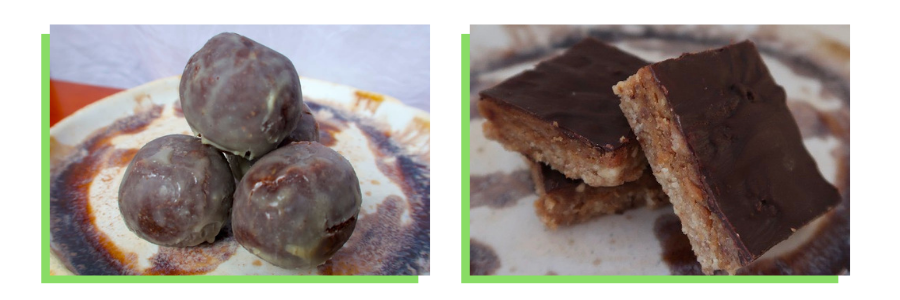 Vegan chocolate glazed donut holes and bliss bites