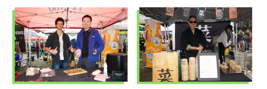 TMRW and Sai Plant Deli tables and vendors at UBC VegFest